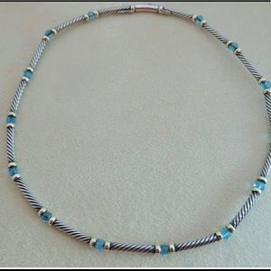 David Yurman Hampton Blue Topaz Cable Necklace